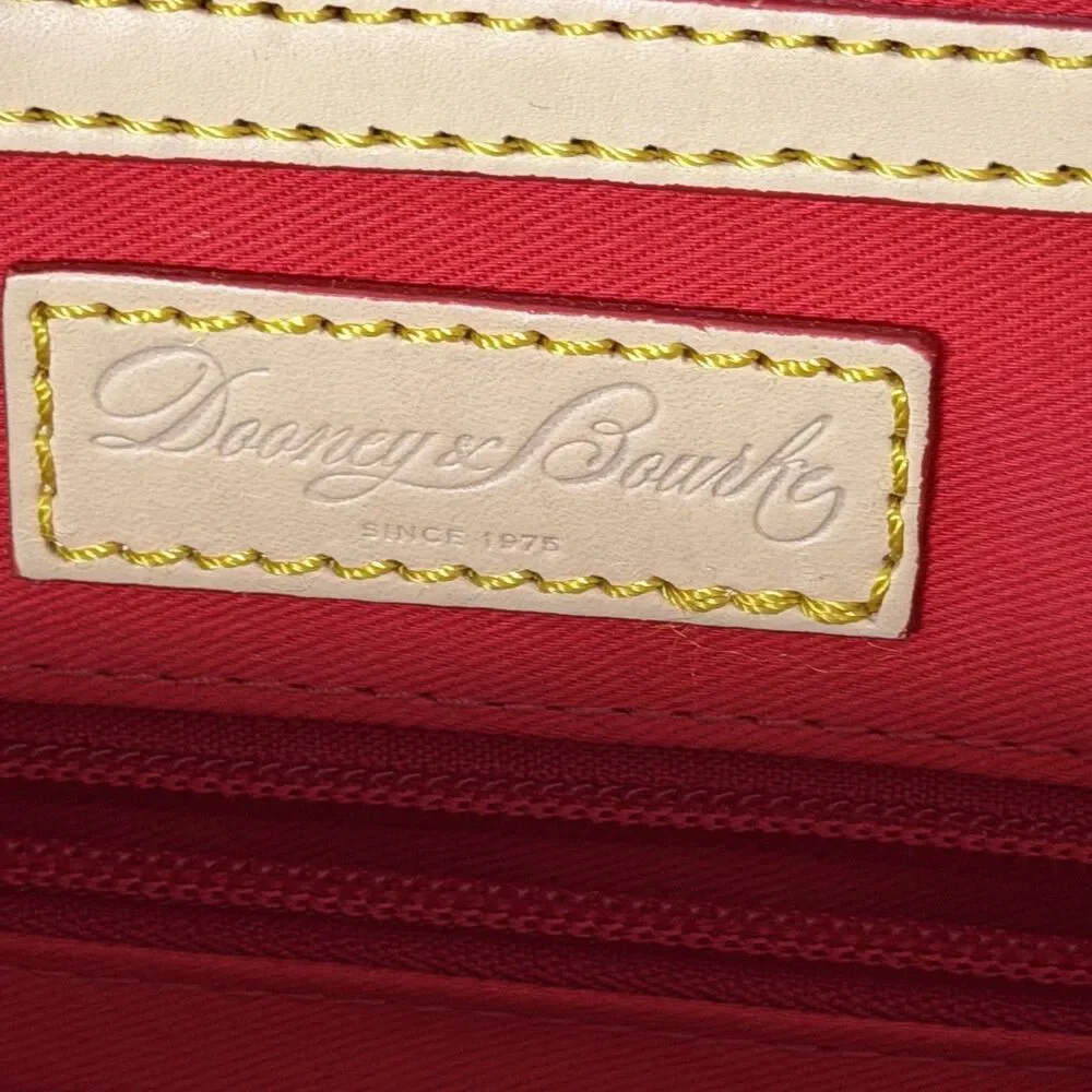 Dooney & Bourke Janine Patent Leather Satchel Purse Bag Cream Brown